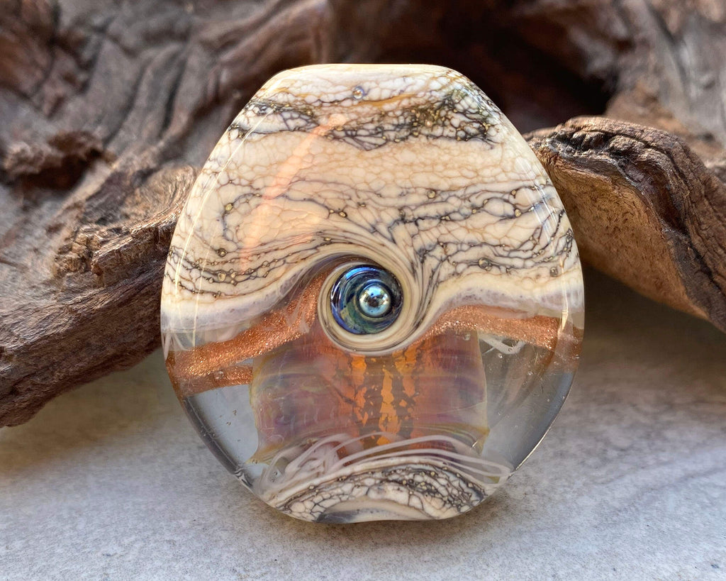 fire opal lampwork focal bead