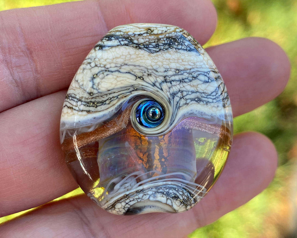 fire opal lampwork focal bead