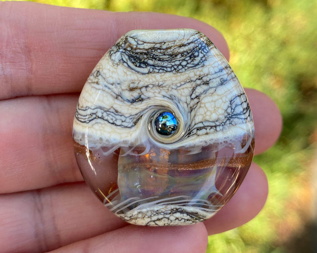 fire opal lampwork focal bead