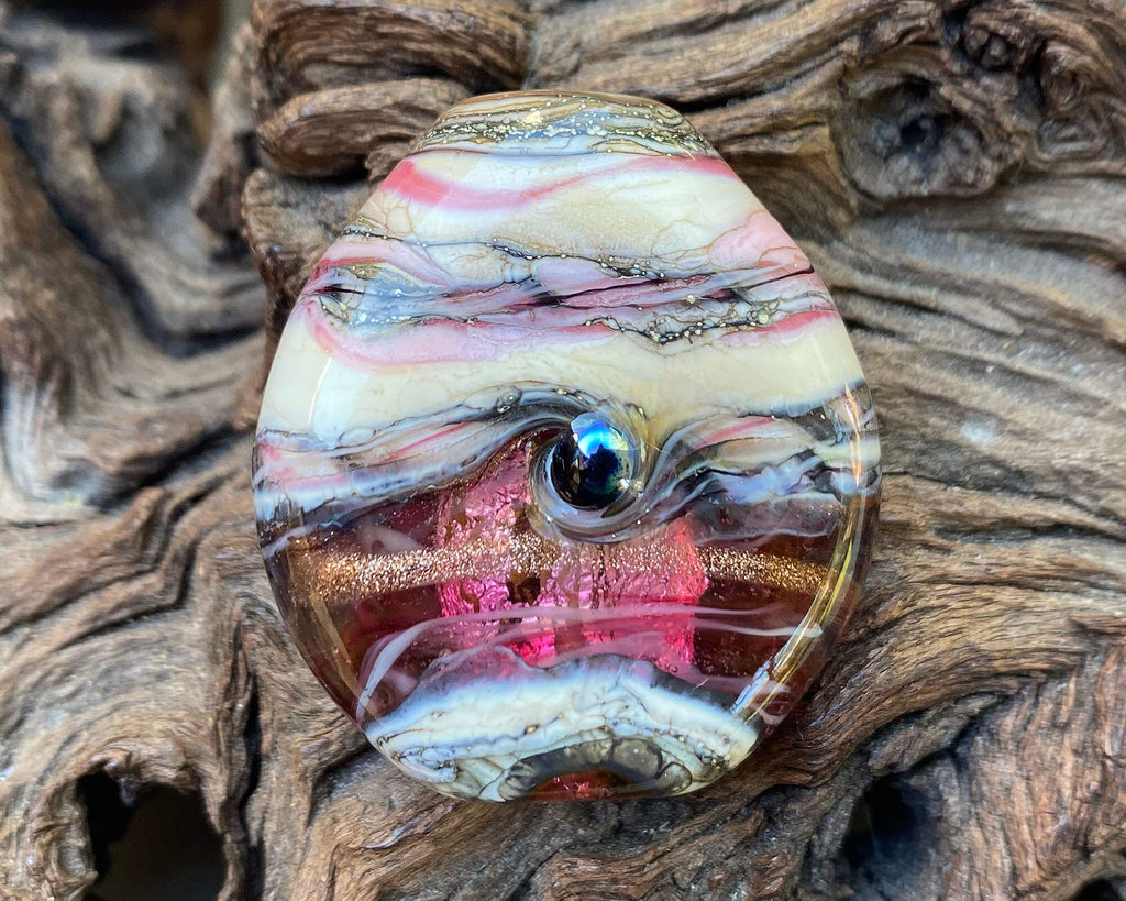 pink lampwork focal bead