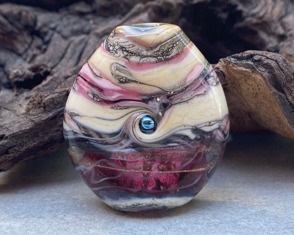 pink lampwork focal bead