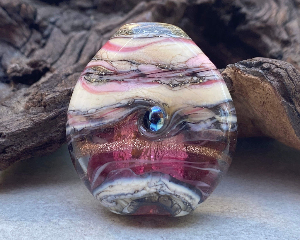 pink lampwork focal bead