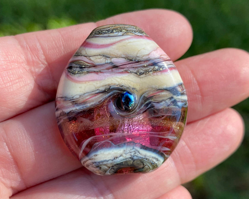 pink lampwork focal bead
