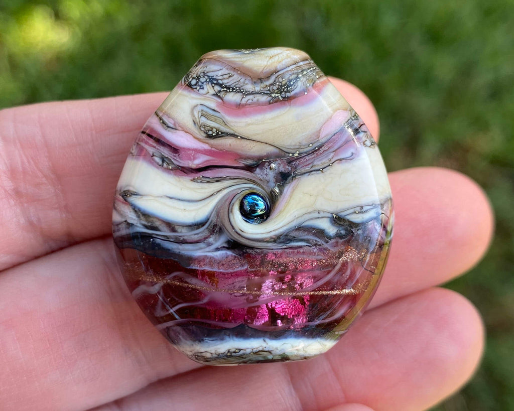 pink lampwork focal bead