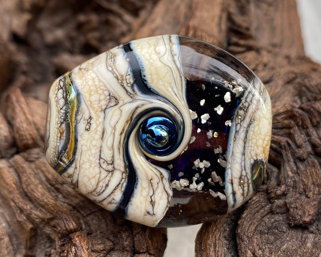 black organic lampwork bead