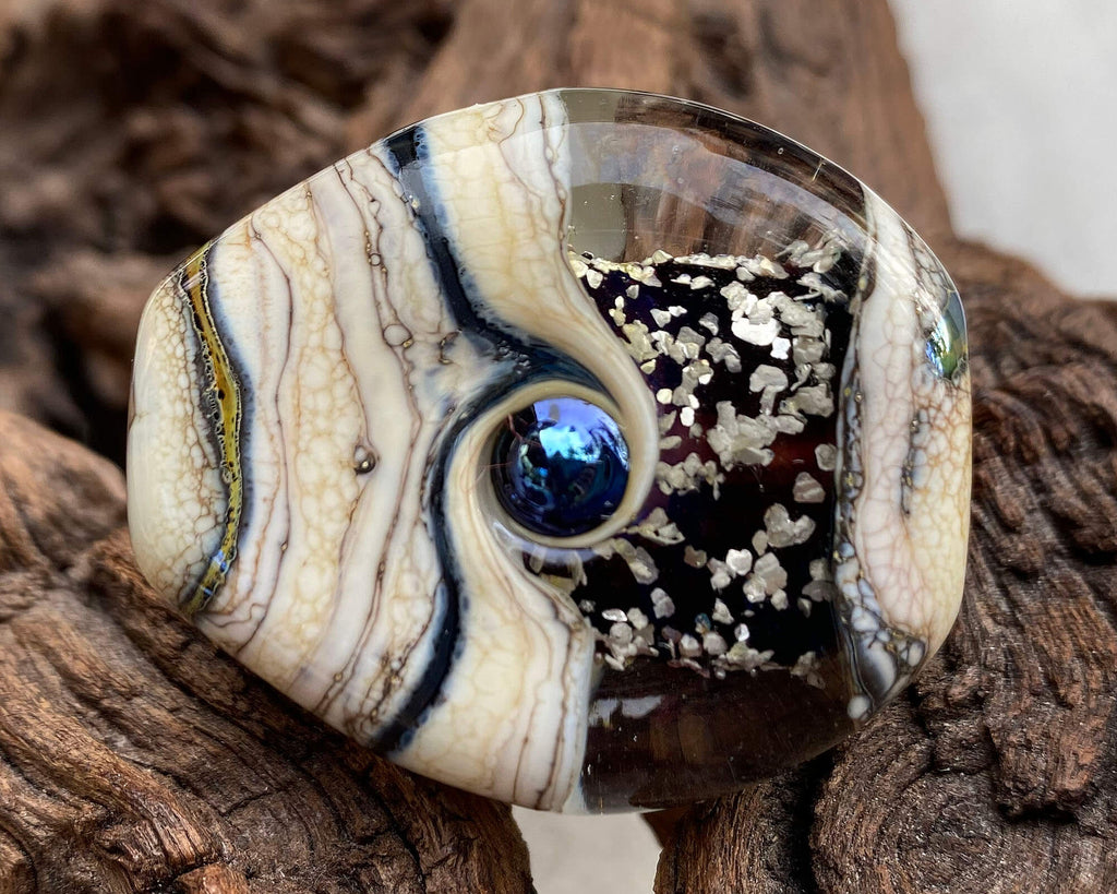 black organic lampwork focal bead