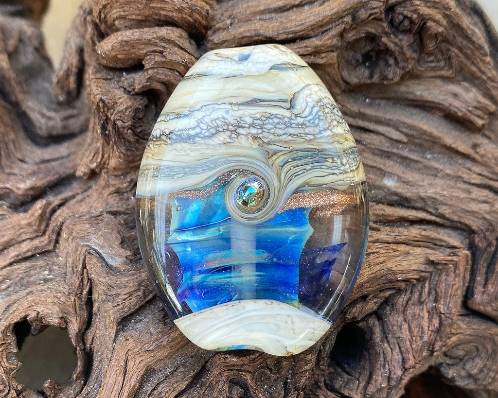 blue lampwork focal bead