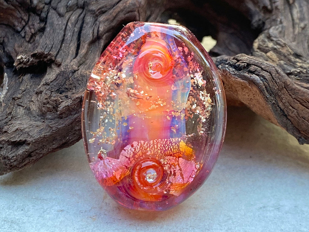 coral pink lampwork bead