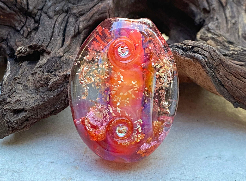 coral pink lampwork bead