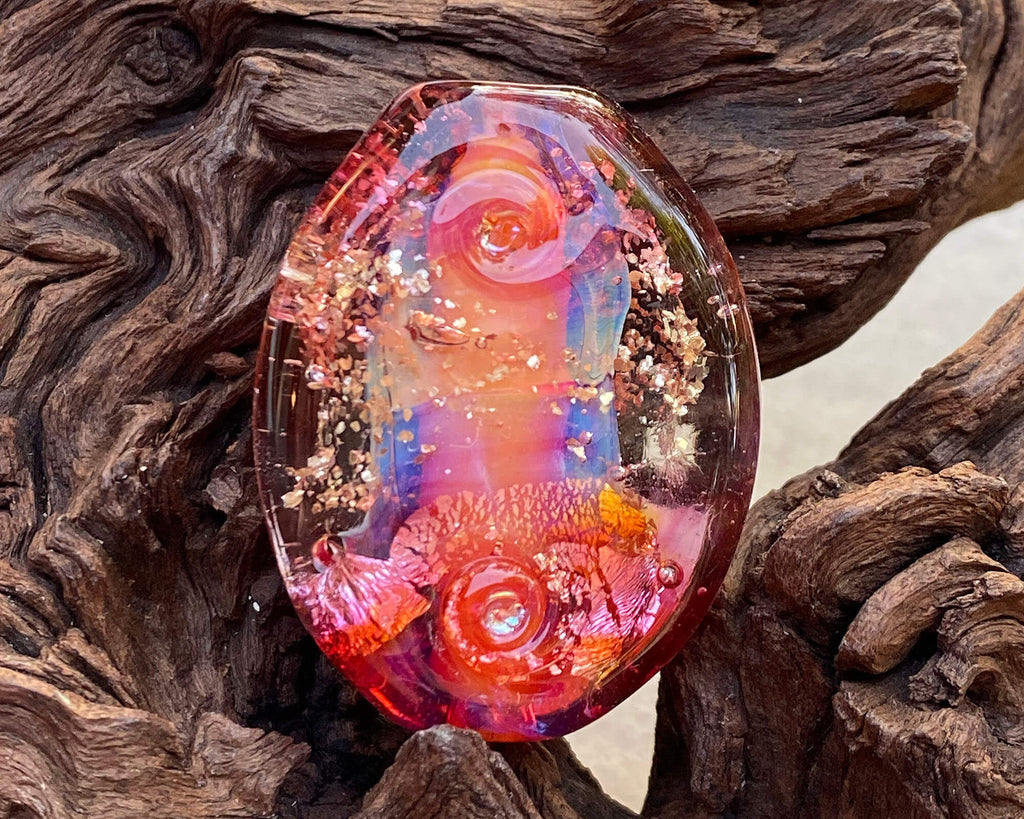 coral pink lampwork bead