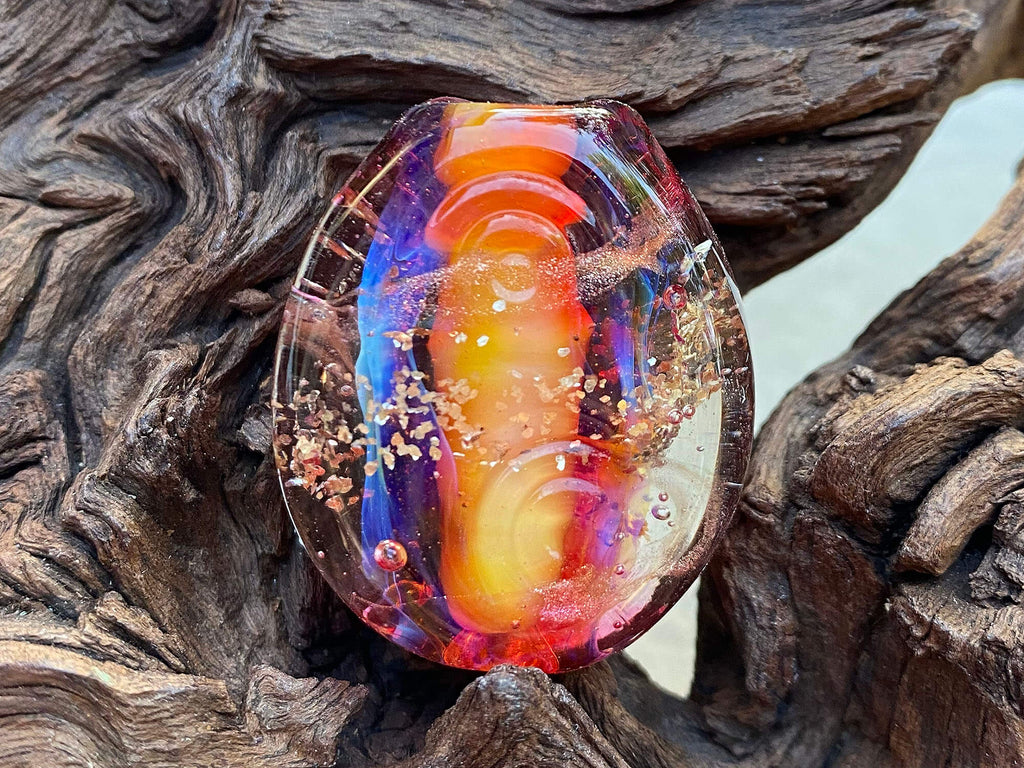 coral pink lampwork bead