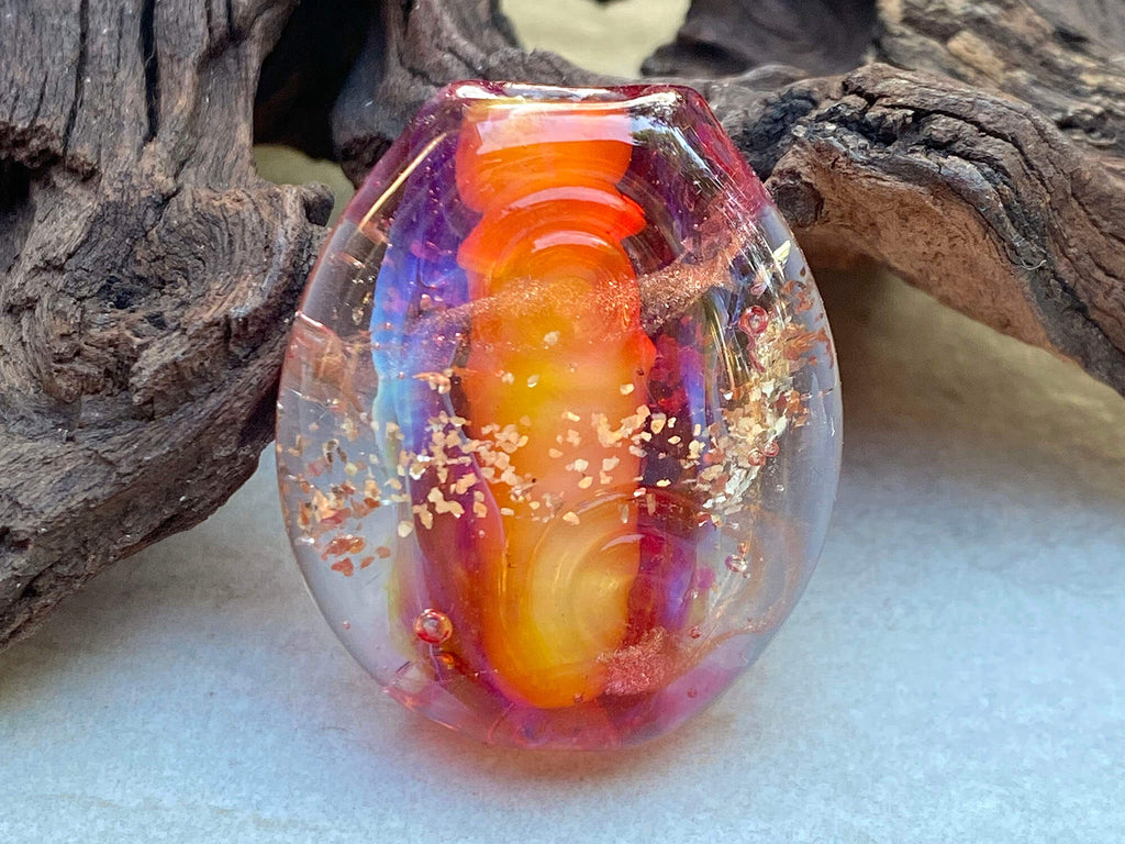 coral pink lampwork bead
