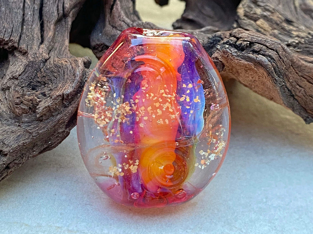 coral pink lampwork bead