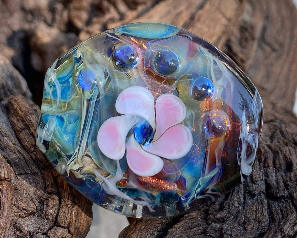 floral lampwork bead