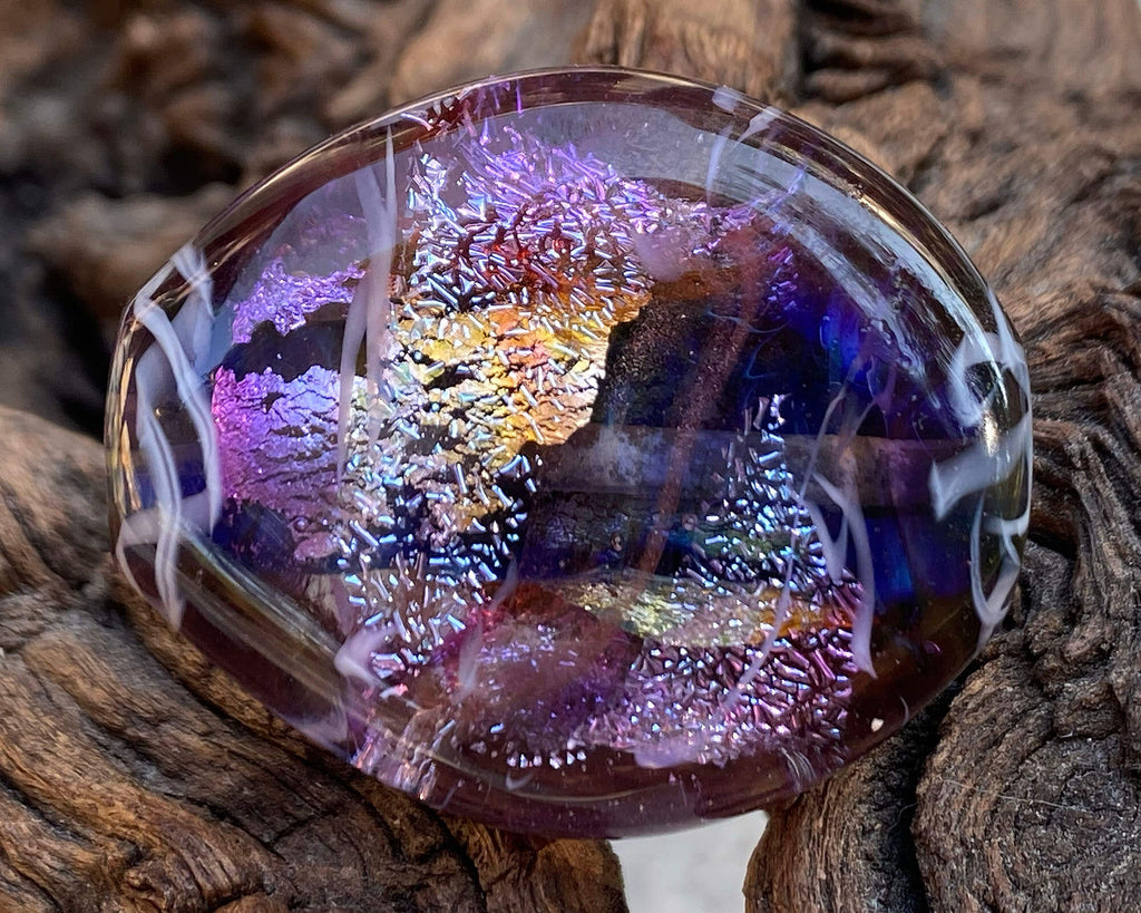 purple dichroic lampwork bead