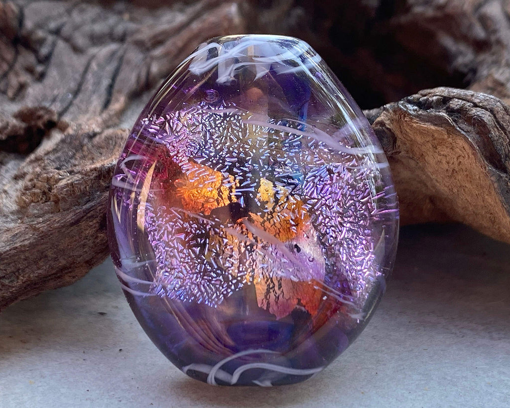 purple dichroic lampwork bead