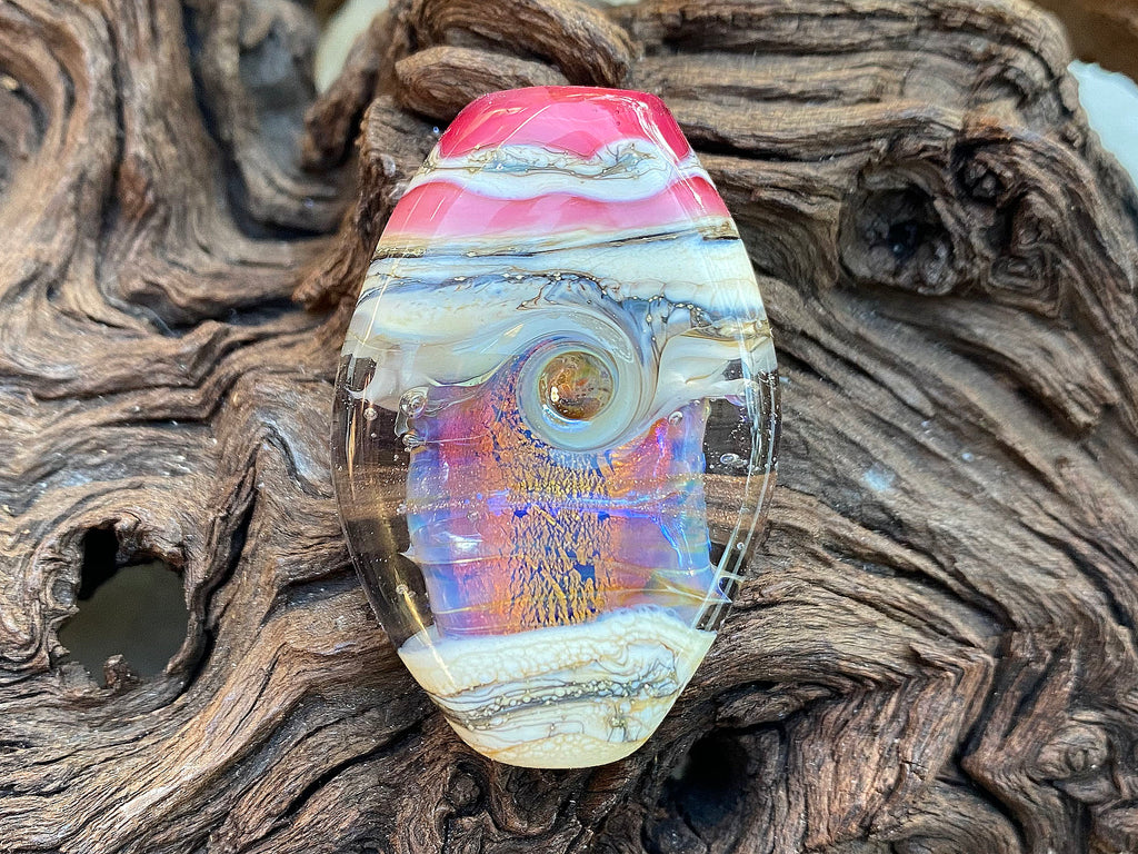 pink lampwork focal bead