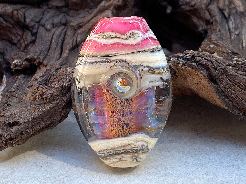 pink lampwork focal bead