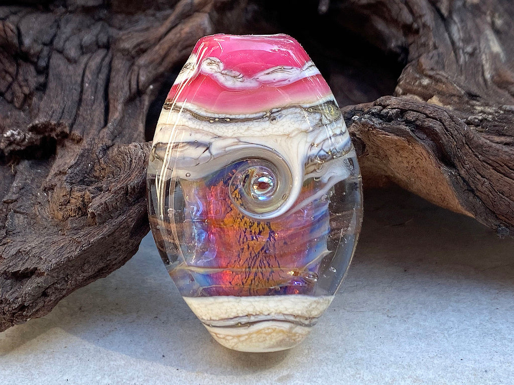 pink lampwork focal bead