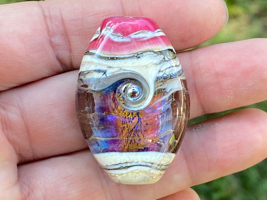 pink lampwork focal bead