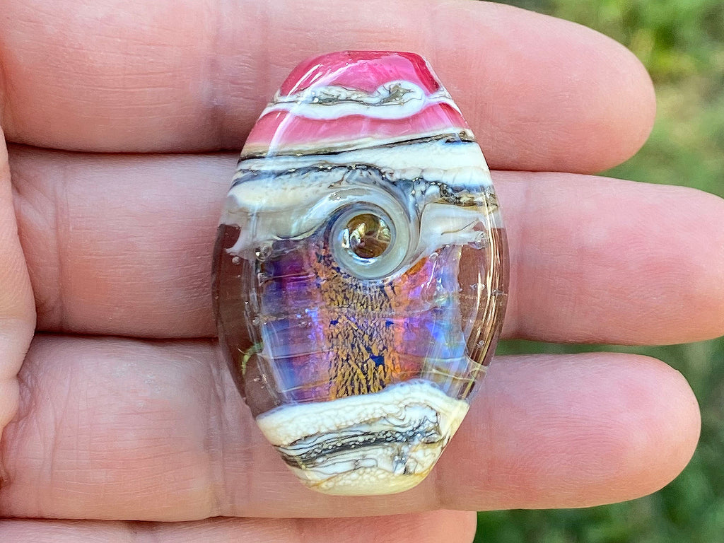 pink lampwork focal bead