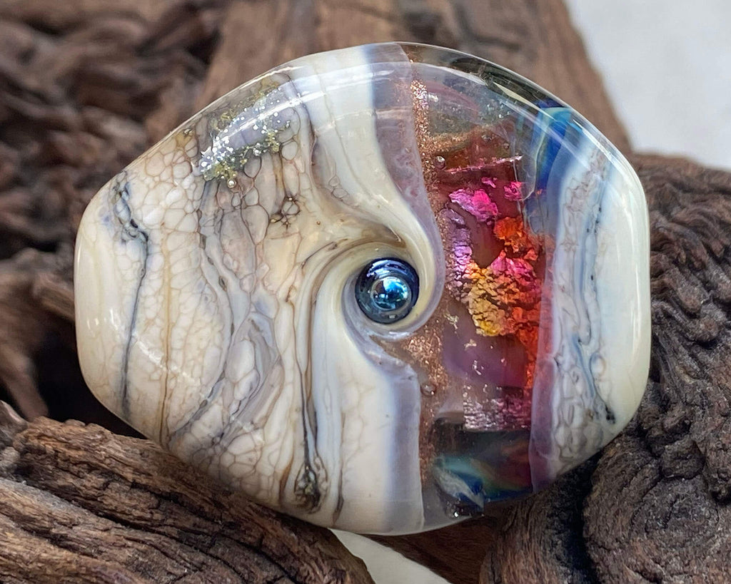 rainbow lampwork focal bead