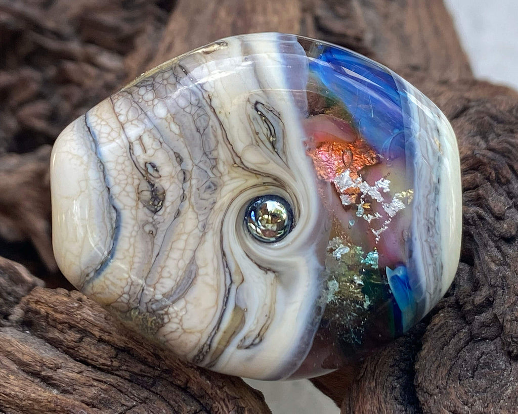 rainbow lampwork focal bead
