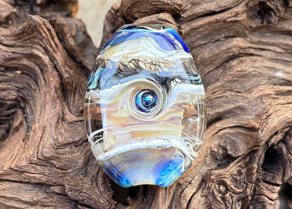 blue lampwork focal bead