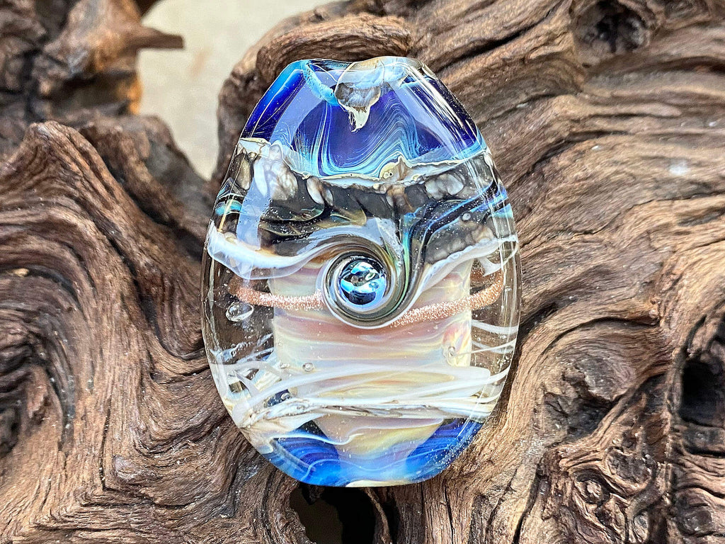 blue lampwork focal bead