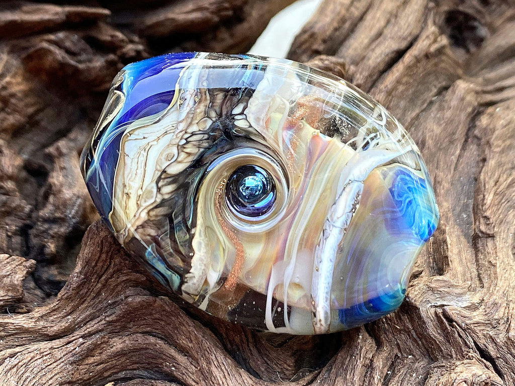 blue lampwork focal bead