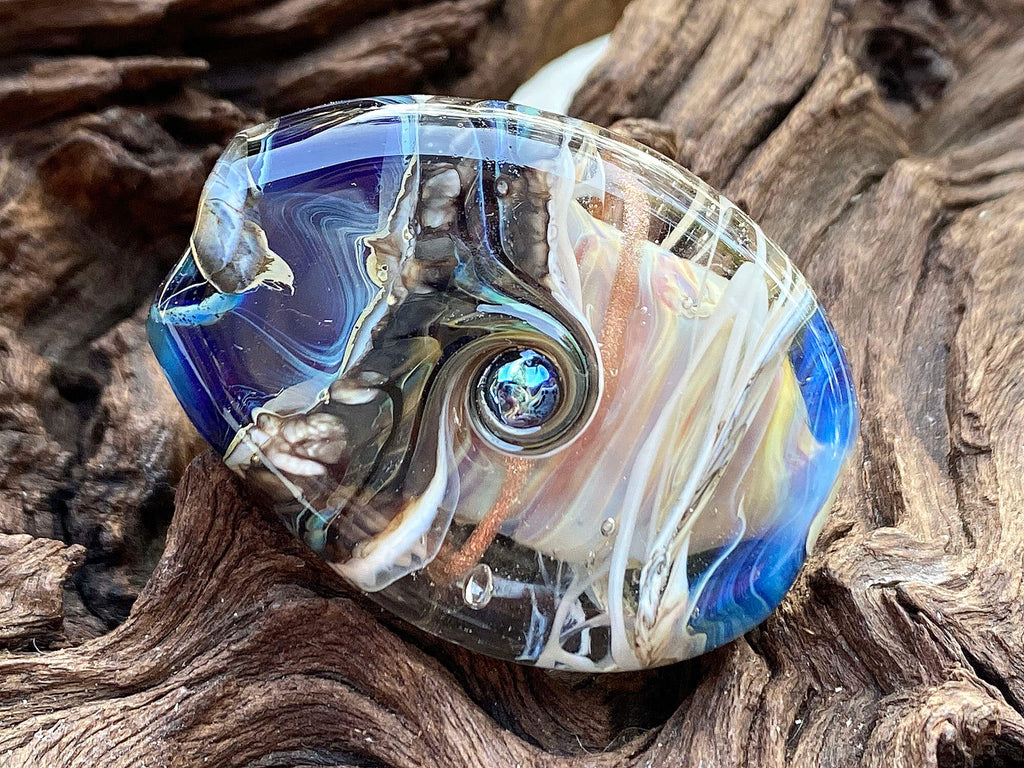 blue lampwork focal bead
