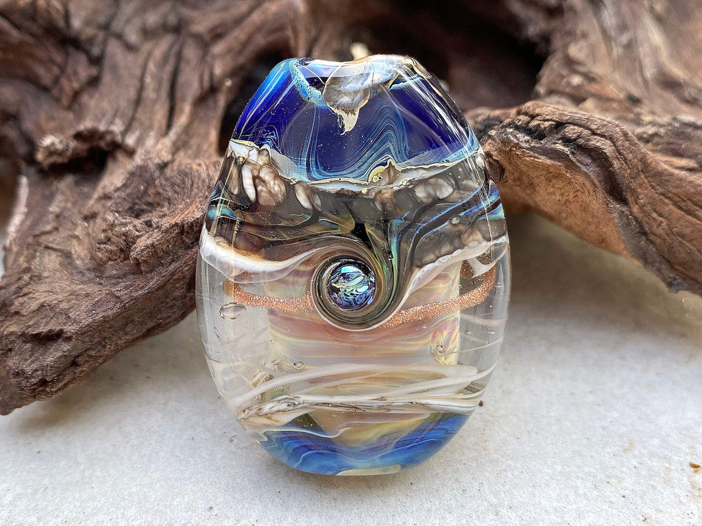 blue lampwork focal bead