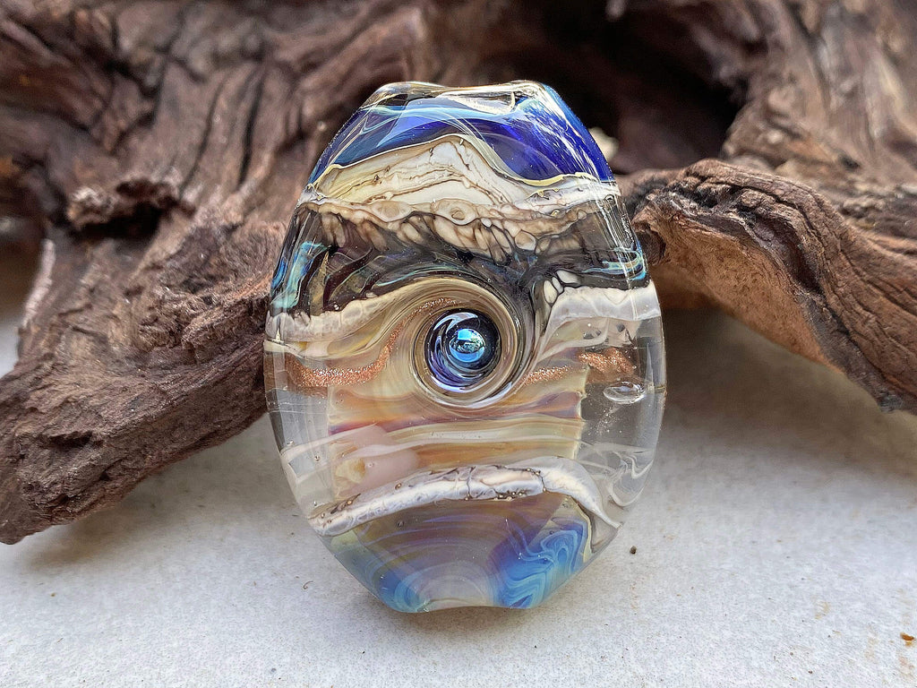 blue lampwork focal bead