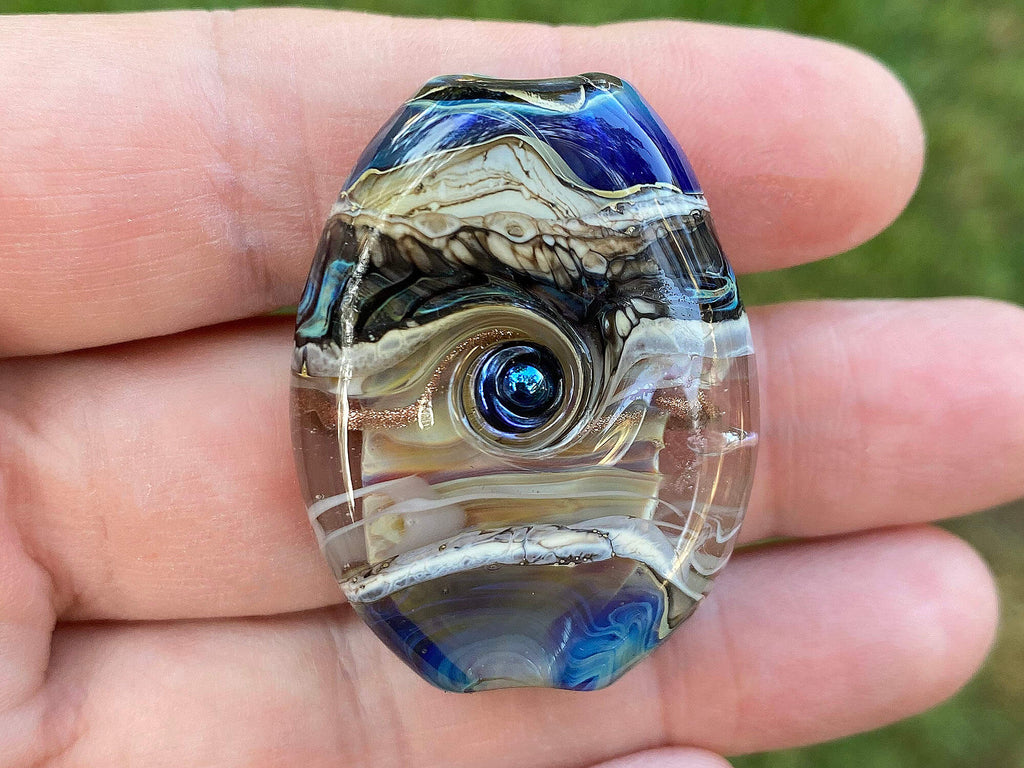 blue lampwork focal bead