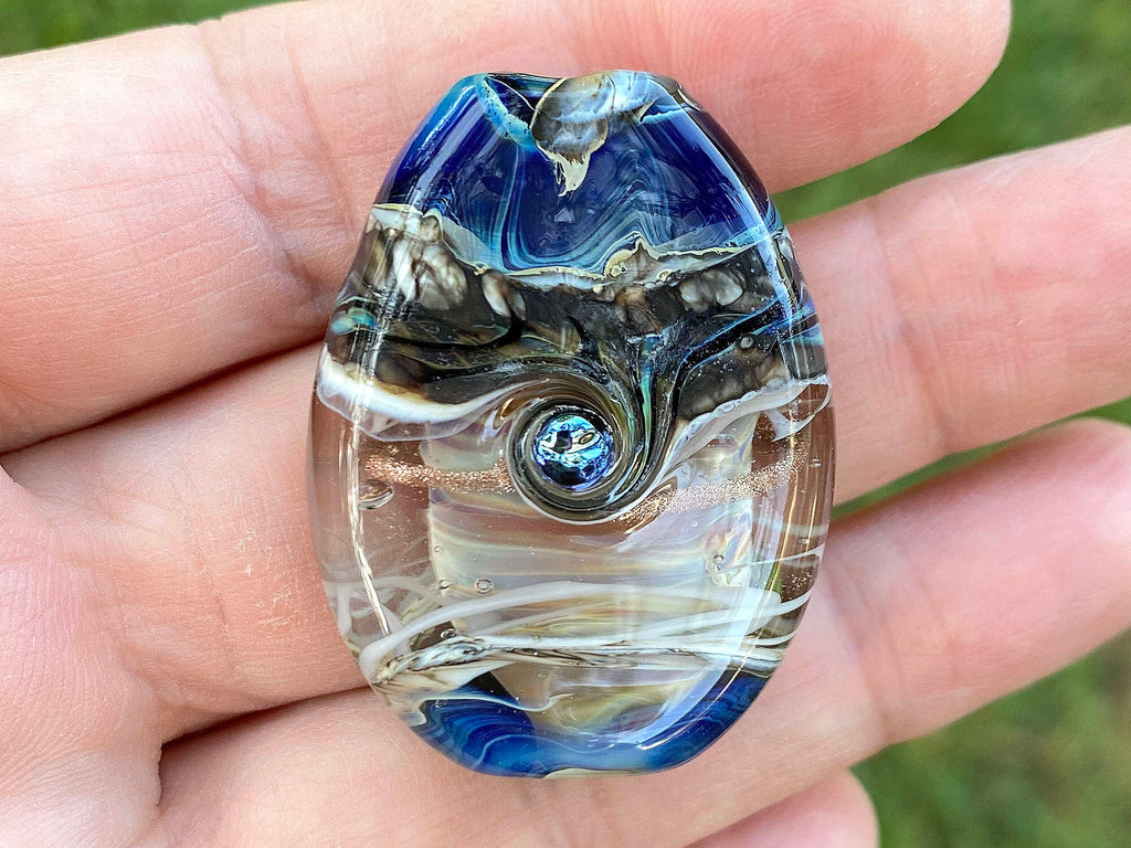 blue lampwork focal bead