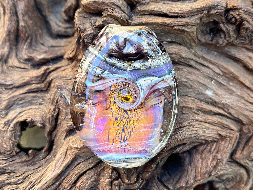 fire opal lampwork bead