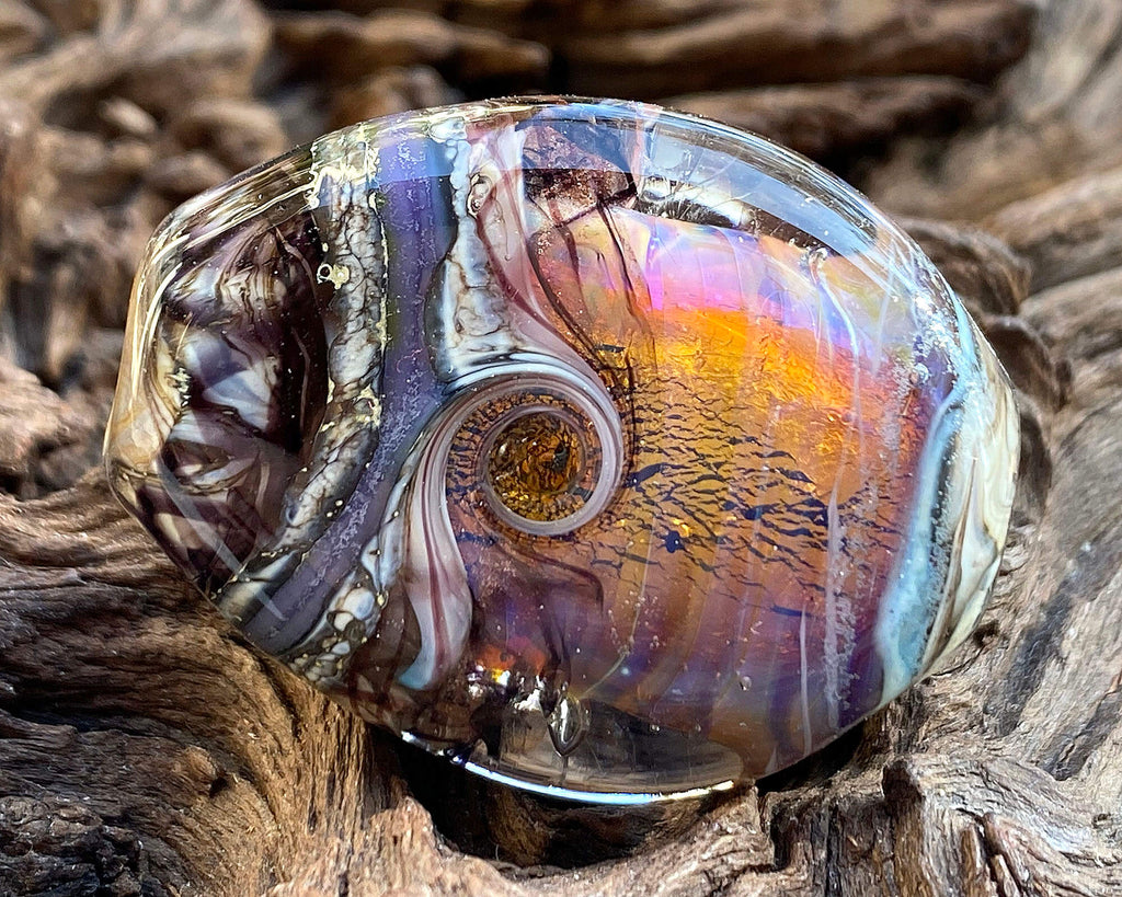 fire opal lampwork bead