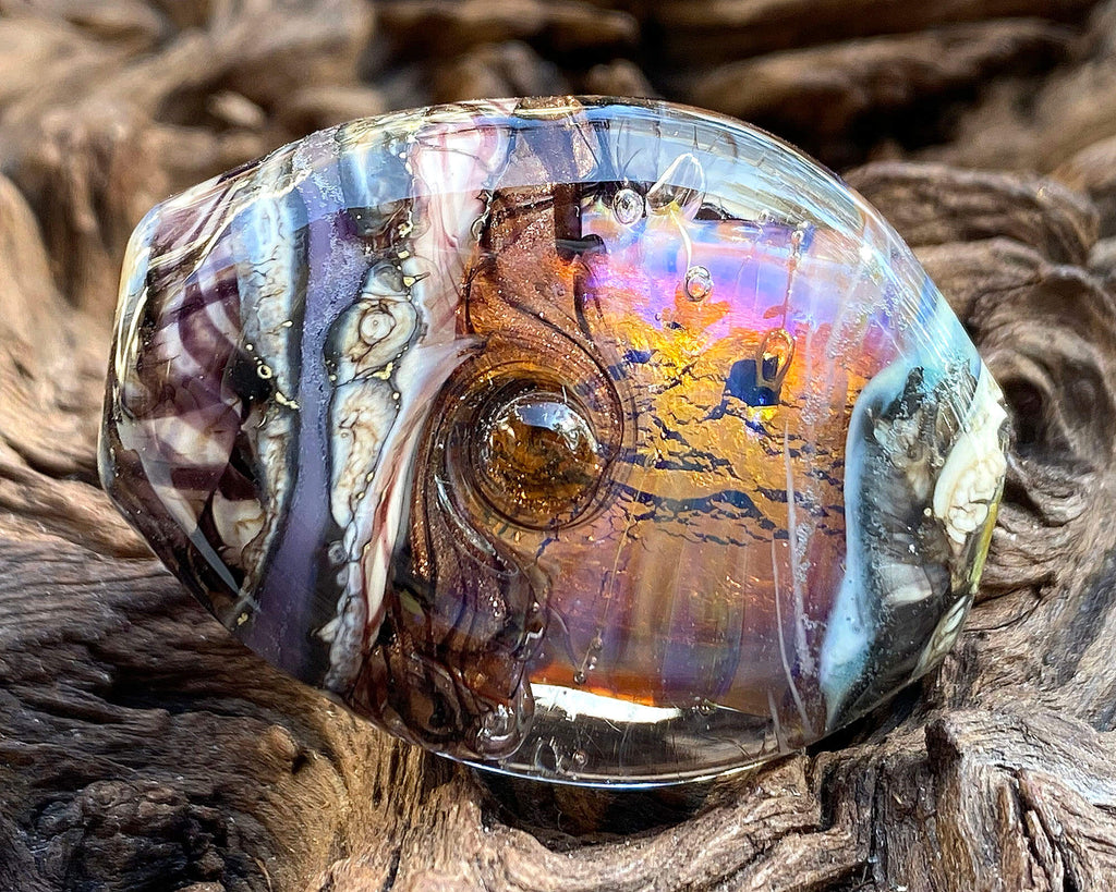 fire opal lampwork focal bead