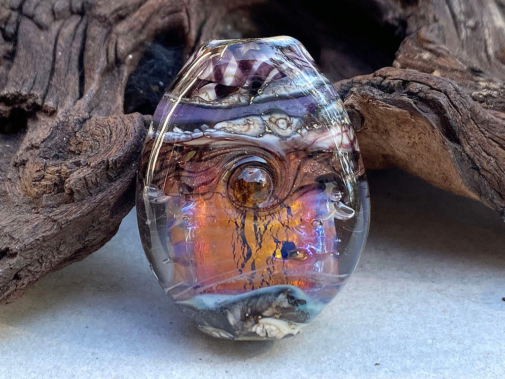 fire opal lampwork bead