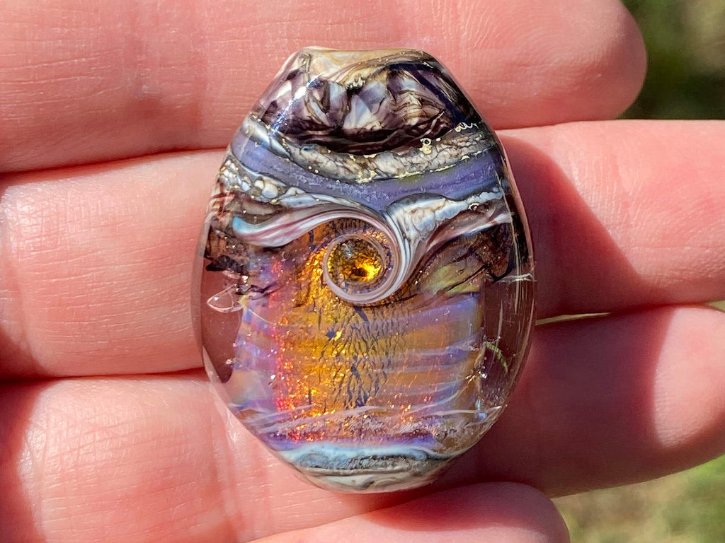 fire opal lampwork bead