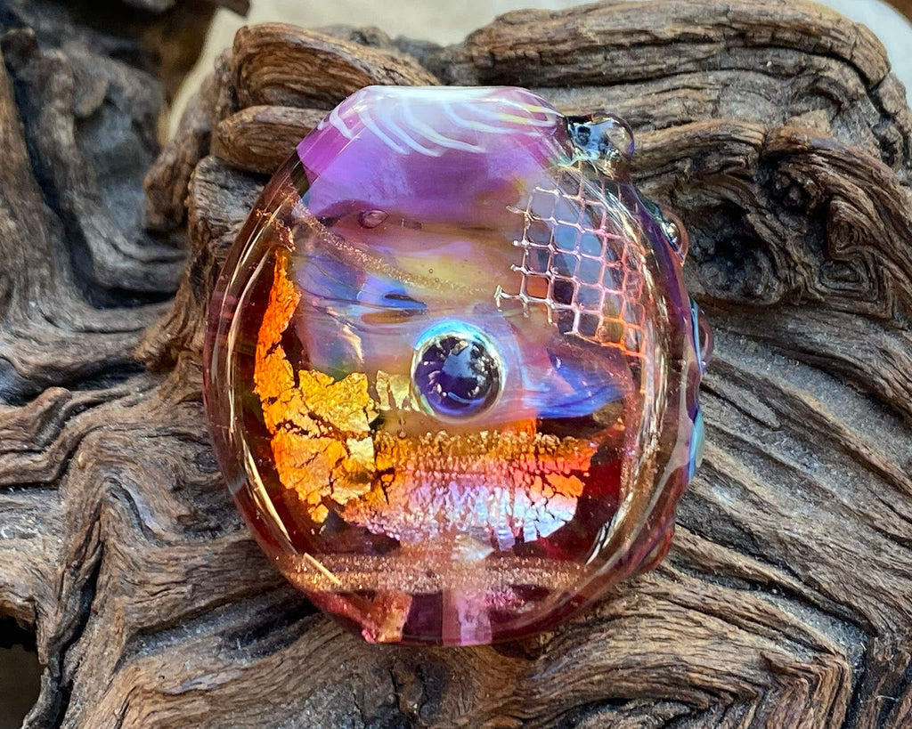 rainbow lampwork bead