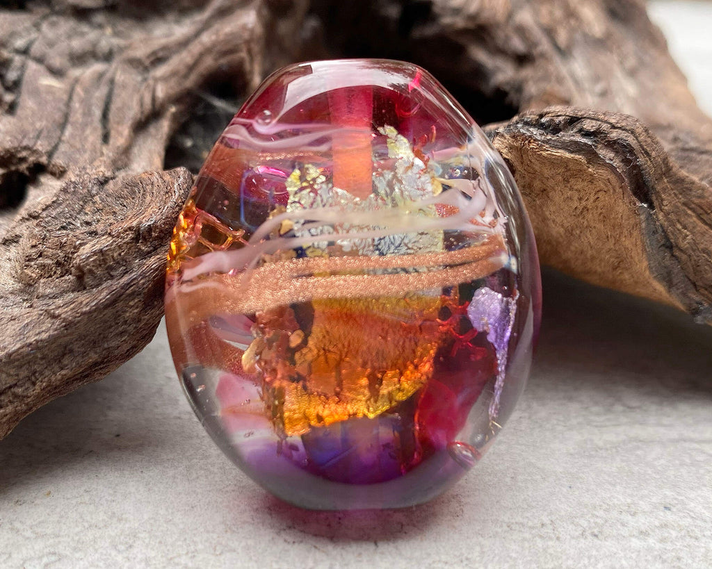 pink lampwork focal bead