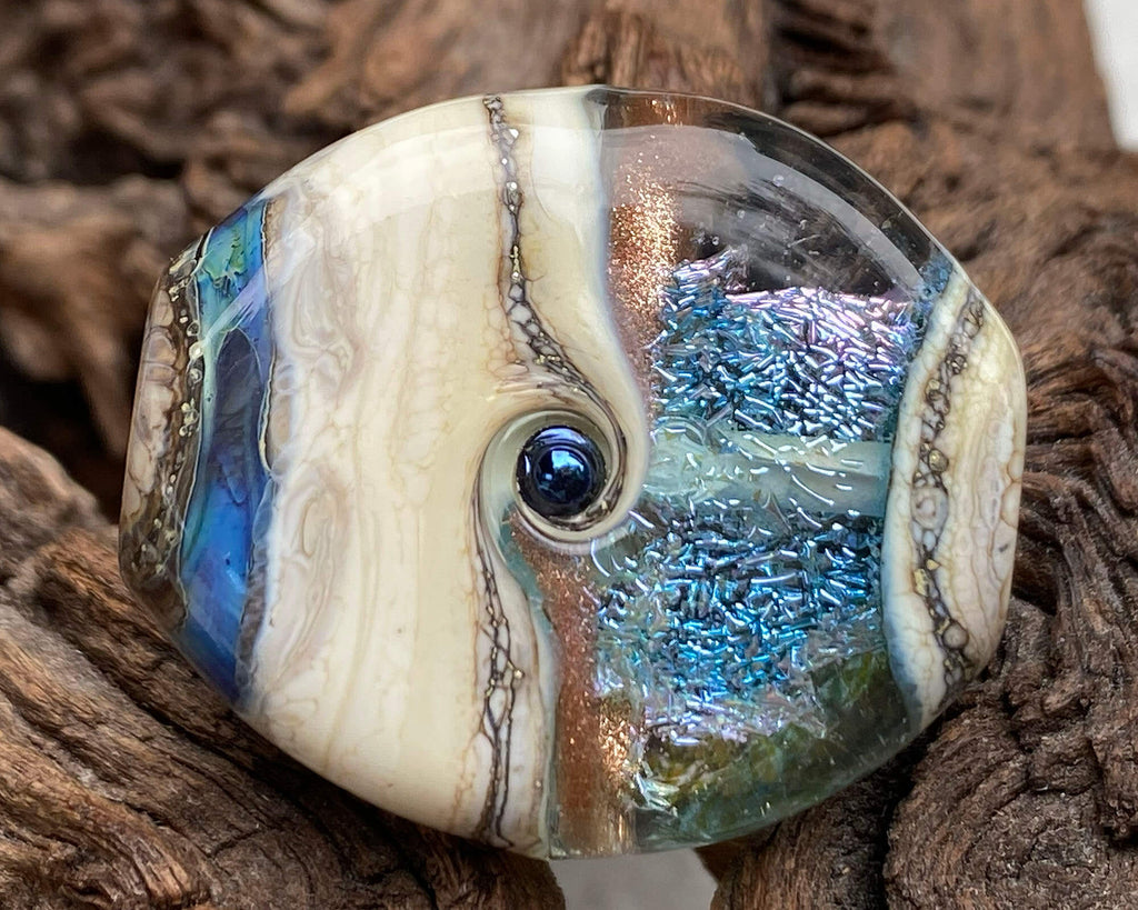 blue lampwork focal bead