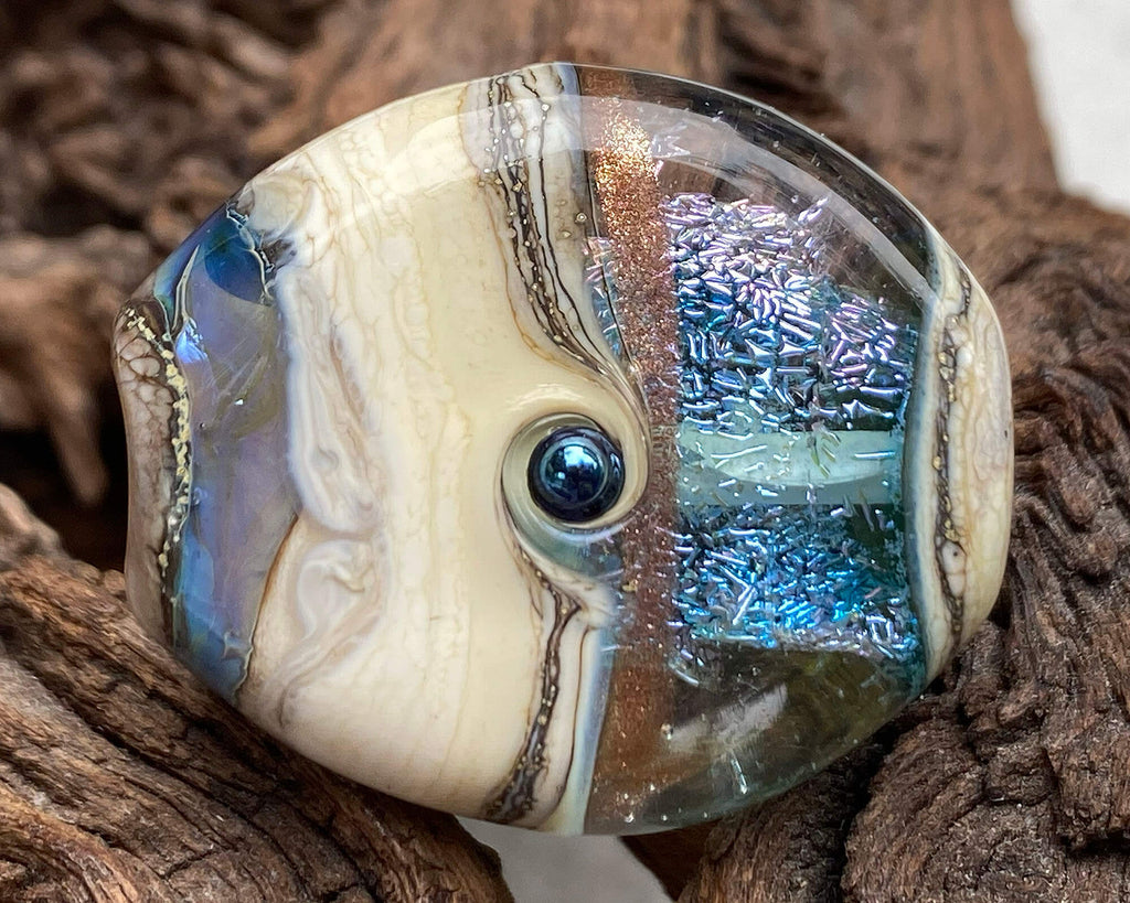 blue lampwork focal bead
