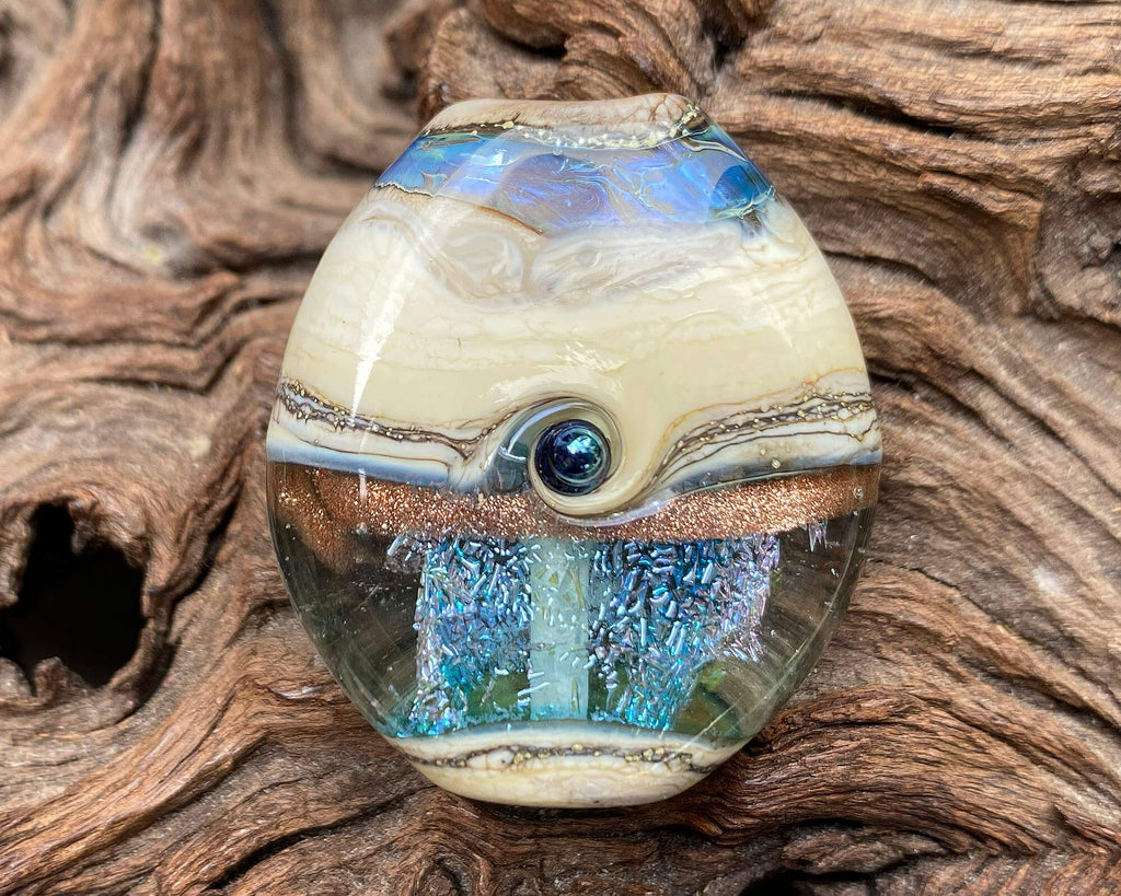 blue lampwork focal bead