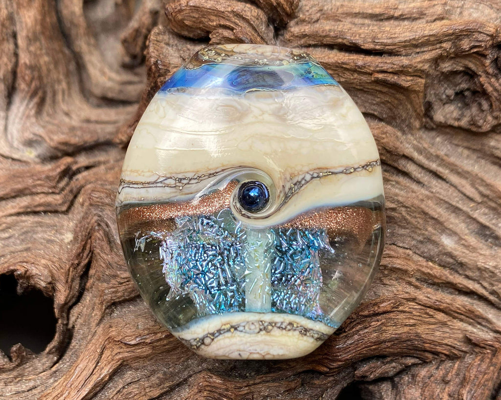 blue lampwork focal bead