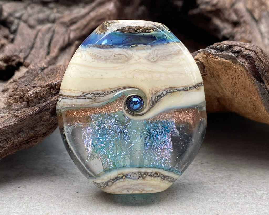 blue lampwork focal bead