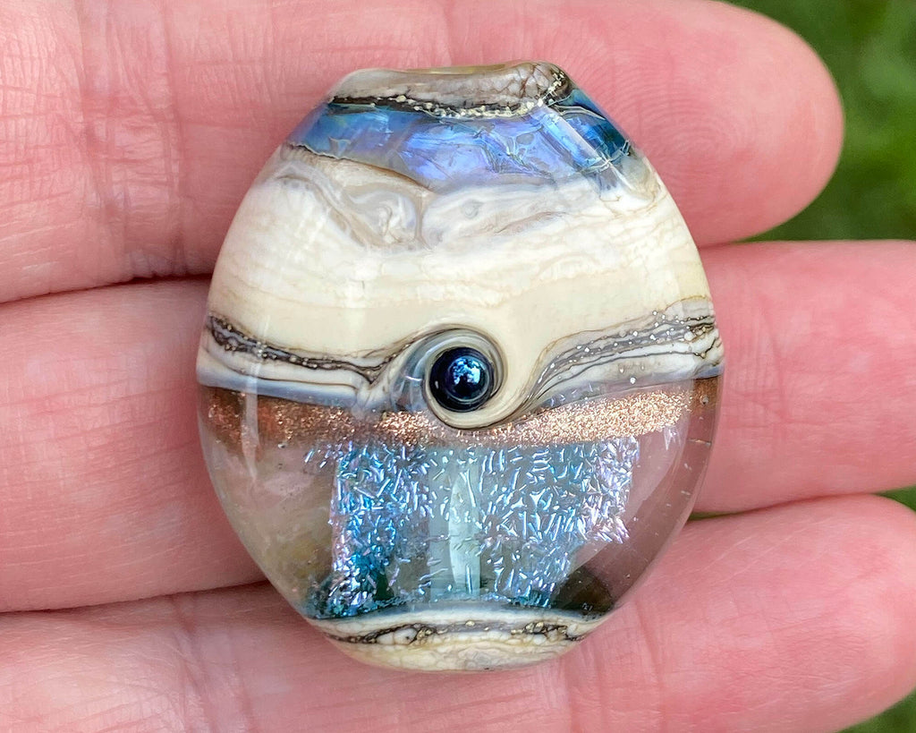 blue lampwork focal bead