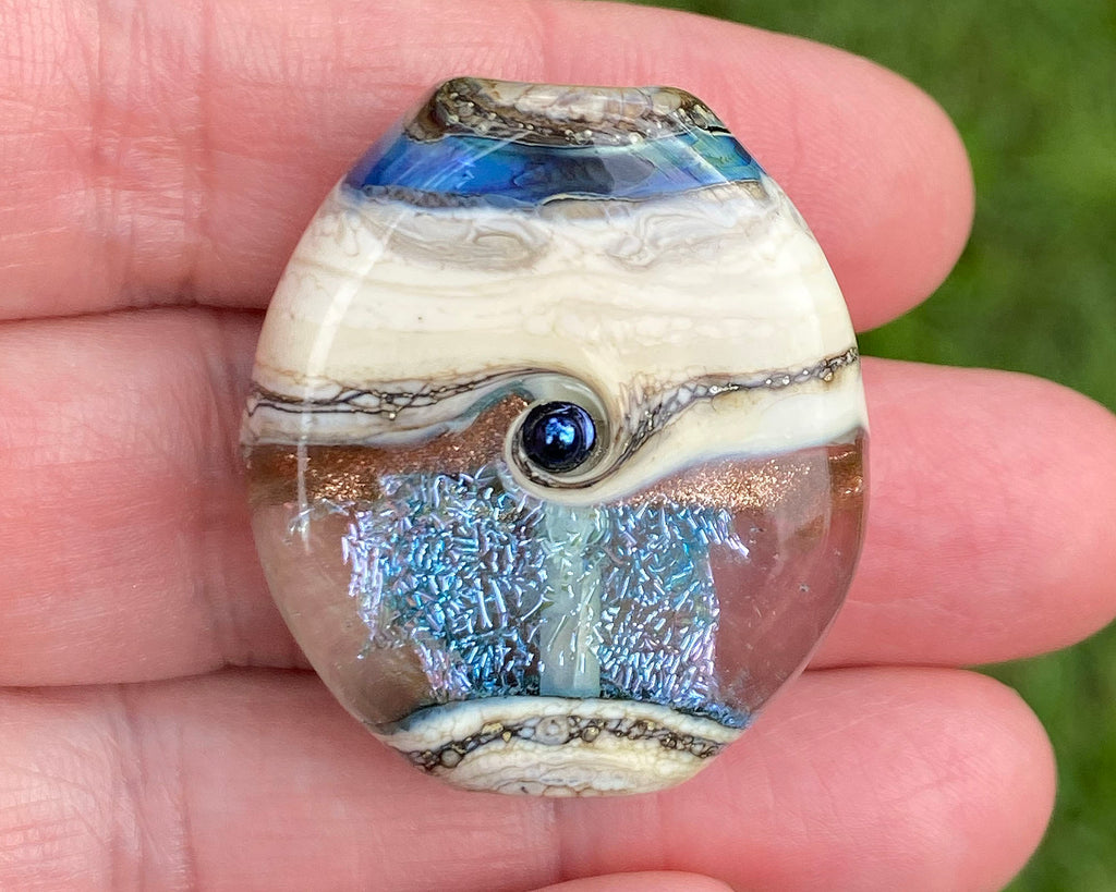 blue lampwork focal bead