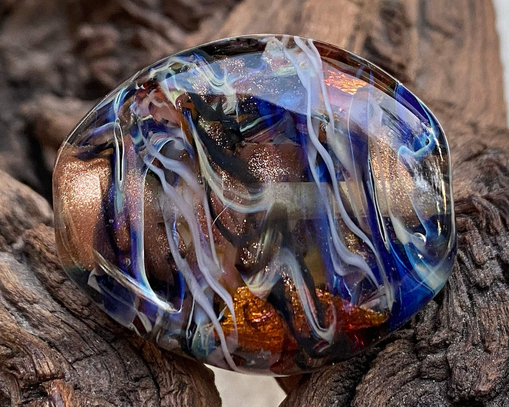blue lampwork focal bead